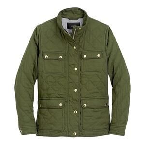 J. CREW JACKET LADIES QUILTED DOWNTOWN FIELD JACKET OLIVE UTILITY FALL LAYER